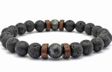 8mm ch3 elastic thread adjusted Charm black volcanic lava Bracelet Stone bead essential oils diffuser women men gift 2024 - buy cheap