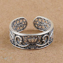 Real 925 Sterling SIlver Rings Jewelry Lotus Phoenix Hollow Design Vintage Simple Beautiful And Unique Women Ring Resizable 2024 - buy cheap