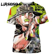 Футболка Мужская/женская с 3D принтом LIASOSO, модная рубашка с мотивом аниме, невероятный рисунок Джоджо в стиле Харадзюку, уличная одежда в стиле хип-хоп, рок s 2024 - купить недорого