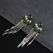 S925 Sterling Silver Ornament Fashion Women's Mexican Natural Blue Amber Ear Stud Tassels 2024 - buy cheap