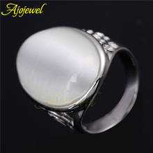 Ajojewel Women's White Opal Ring Heart Design Rhinestone Big Stone Rings Environmental Jewelry For Party 2024 - buy cheap