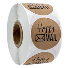 500Pcs/Roll Natural Kraft Paper Happy Mail Stickers 1 Inch Scrapbooking Envelope Seal Label Gift Decoration Stationery Stickers 2024 - buy cheap