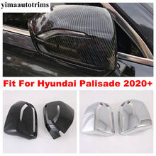 2 pieces Rearview Mirror Protective Cover Cap Trim ABS Chrome / Carbon Fiber Look Accessories Fit For Hyundai Palisade 2020 2021 2024 - buy cheap