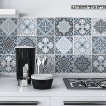 Moroccan Blue Tiles Wall Stickers Self-Adhesive Tile Decal for Kitchen Decoration DIY Waterproof Furniture Bathroom Home Decor 2024 - compra barato