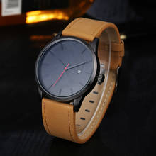 Модные кварцевые мужские часы с большим циферблатом кожаные деловые повседневные Черные прозрачные стразы наручные часы Relogio Masculino мужские часы 2024 - купить недорого