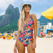 2022 New Print One Piece Swimsuit Women Sexy V Neck Swimsuit Female Hot Selling Swimming Wear monokini Brazilian Bathing Suit 2024 - buy cheap