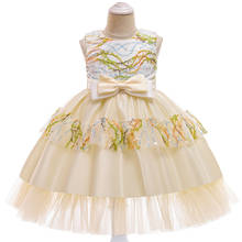 Vestido tutu champanhe flor menina elegante roupa formal alta qualidade em estoque para 4-10 2024 - compre barato