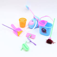 9PCS Dolls Cleaning Supplies Toys Accessories Furniture Cleaning Kit Mop Broom Tools Pretend Play Toy Clean Kit For Dolls Girls 2024 - buy cheap