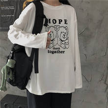 Camiseta feminina urso solto vintage, casual, camiseta, japonesa, kawaii, para mulheres, ulzzang, coreana, harajuku, roupas para mulheres 2024 - compre barato