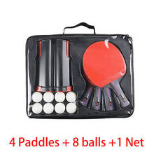 Professional Double-sided rubber Table Tennis Racket Set with 4 ping pong paddles + 1 net +8 balls pingpong bat 2024 - buy cheap