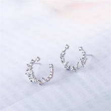 New Fashion Temperament Flash Crystal Irregular Crescent Silver Plated Jewelry Moon Women Stud Earrings  SE190 2024 - buy cheap
