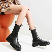 Women Chunky Heel Ankle Boots Woman Genuine Leather Shoes Autumn Winter Brand Designer Chelsea Boots Female Platform Boots 2024 - buy cheap