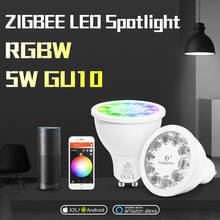 Умный дом с технологией Zigbee RGB теплый белый светильник 5 Вт GU10 Светодиодный точечный светильник AC100-240V работать с Alexa Echo плюс Smartthings Tuya 2024 - купить недорого