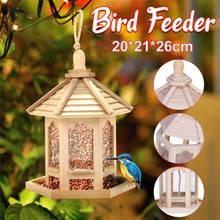 Wooden Outdoor Hanging Bird Feeder Garden Food Container Water Drinker Birds Cage 2024 - buy cheap