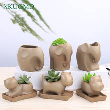 Vaso de plantas de cerâmica, vaso de flores com escultura de animal com chassis vaso de flores decoração de mesa artesanato jardim micro paisagem em vasos 2024 - compre barato