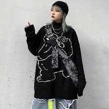 Harajuku Cartoon Embroidery Sweater Female Vintage Loose Round Neck Long Sleeve Knit Cotton Autumn Sweater Women Man Sweater 2024 - buy cheap