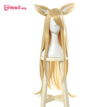 L-email wig LoL K/DA Ahri Cosplay Wigs Blonde Long Straight KDA Cosplay Wig with Ears Halloween Heat Resistant Synthetic Hair 2024 - buy cheap