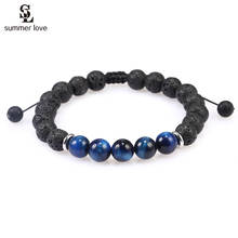 Handmade Natural Black Lava Stone Bracelet for Women Men Fashion Adjustable Buddha Bead Strand Bracelets Yoga Jewelry 2024 - buy cheap