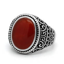 Anillo de ágata roja para hombre, Plata de Ley 925 auténtica, Gema Natural Vintage, joyería Retro turca hecha a mano, regalo 2024 - compra barato