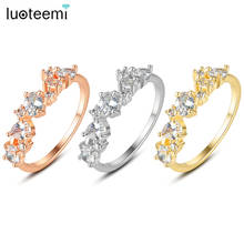 Local teemi anel de tendência para mulheres, anel de design simples para festa de casamento brilhante cz em três cores joias femininas presente de natal 2024 - compre barato