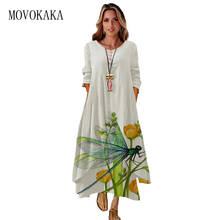 MOVOKAKA-Vestido largo de primavera y verano para mujer, prenda larga de manga larga para fiesta, informal, Vintage, 2021 2024 - compra barato