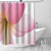Cortinas de chuveiro de lótus rosa personalizado cortina de banheiro à prova dwaterproof água tecido poliéster cortina de chuveiro alta qualidade 2024 - compre barato