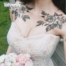 Waterproof Temporary Tattoo Sticker Flower Peony Rose Sketches Flash Tattoos Black Henna Body Art Arm Fake Tatoo Women Girls 2024 - buy cheap