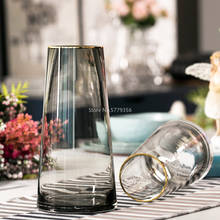 Florero de vidrio Simple para sala de estar, florero para decoración del hogar, jarrones decorativos 2024 - compra barato