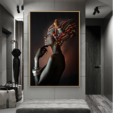 African Art Black Woman with Headwear Canvas Paintings on The Wall Art Posters and Prints Canvas Pictures for Living Room Decor 2024 - buy cheap