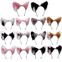 Women Realistic Long Furry Animal Cat Ears Headband Lolita Kawaii Anime Hair Hoop Halloween Cosplay Party Headpiece 2024 - buy cheap