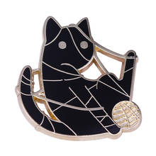 Cat Plays With Yarn Ball Enamel Pin Cute Crazy Kitten Brooch simple fun Badge happy pet decor 2024 - buy cheap