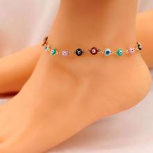 Anklet For Men Women Jewelry Gold Color Link Chain Multicolor Eye Enamel Ankle Bracelet Strand Bijoux 2024 - buy cheap