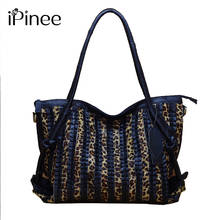 iPinee Large Capacity Women Shoulder Bag 100% Genuine Leather Handbag Leopard Print Fashion Lady Crossbody Messenger Tote 2024 - buy cheap