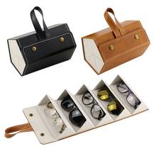 5 Slots Foldable PU Leather Sunglasses Eyeglasses Travel Organizer Case Multiple Hanging Eyewear Holder Display 2024 - buy cheap