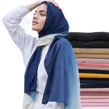 Bufanda musulmana de gasa para mujer, pañuelo de Color degradado, hiyab islámico, turbantes de Malasia, 2020 2024 - compra barato