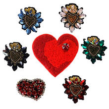 Emblemas bordados decorados com aplique paetês paetês coração patches roupas decoradas costura artesanato 2024 - compre barato