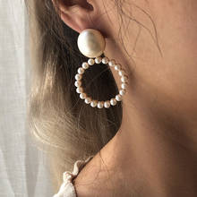 DAVINI-pendientes grandes de perlas de imitación para mujer, aretes colgantes de perlas geométricas, joyería coreana, MG385 2024 - compra barato