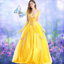 Halloween Yellow princess Costumes Women Adult Dresses Party Fancy Girls Long Princess Female Anime Cosplay 2024 - buy cheap