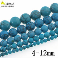 Fashion Accessories 4-12mm Turquoises Stone DIY Loose Round Beads Making Design Girl Woman Christmas Gift Wedding Jewelry 15inch 2024 - buy cheap