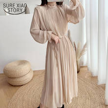 Plus Size Pleated Chiffon Dress Women Elegant Spring Autumn Long Dress Korean Style Loose High Waist Waistband Vestidos 12536 2024 - buy cheap