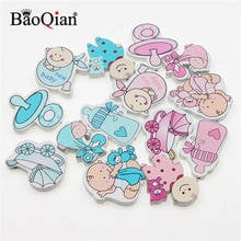 BaoQian 20Pcs Baby Painted White Color With Hole Wood Scrapbooking For DIY Home Decor Crafts Wooden Ornament Handicrafts 2024 - buy cheap