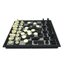 Xadrez e damas dobrável magnético, conjunto de jogos de tabuleiro de dupla utilização 25*25*2cm, para entretenimento e educação infantil 2024 - compre barato