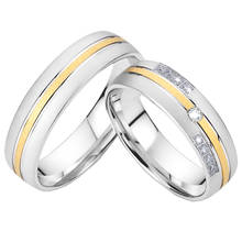 Wedding Rings For Men And Women Romantic Paris Love Alliances Silver White Gold Color Couples Anniversary Ring Marriage 1 Pair 2024 - buy cheap