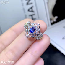 Anillo de gemas de zafiro natural con incrustaciones de plata de ley 925 para detección de apoyo femenino 2024 - compra barato