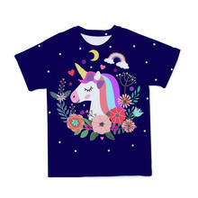 Camiseta de unicornio con cuello redondo para niños, camiseta divertida y cómoda de moda, camisetas de manga corta, novedad de 2021 2024 - compra barato