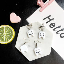 1Pair Drop Earring Resin Tooth Flat Back Resin Creative For Birthday Gift New Fashion Sweet Earrings Wholesale Jewelry 2024 - buy cheap