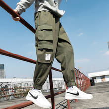 Pantalones Cargo holgados para hombre, pantalón informal con múltiples bolsillos, estilo Hip Hop, a la moda, color negro 2024 - compra barato