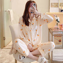 Ins Net Red Long Sleeve Student's Sleepwear Pijamas Sweet Fresh Autumn Winter Two-piece Set New Pajamas Women Cute Home Clothes 2024 - buy cheap