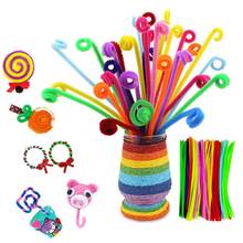100 pçs colorido chenille hastes pipe cleaners diy arte artesanato desenvolvimento crianças brinquedo criatividade artesanato crianças brinquedos para crianças 2024 - compre barato