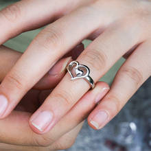 Anéis elegantes simples para mulheres, charmosos femininos, formato de coração, joia, feminina, amor, promessa, joias, presentes 2024 - compre barato